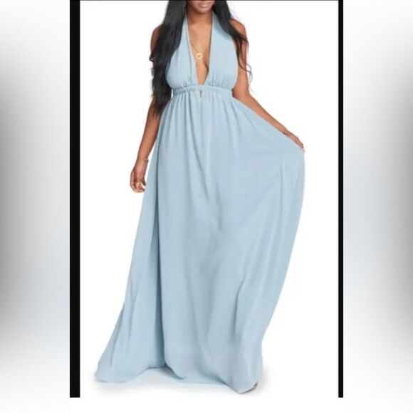 Show Me Your MuMu Luna Halter Open Back Dress in Deep Sage Size Small - Picture 2 of 8